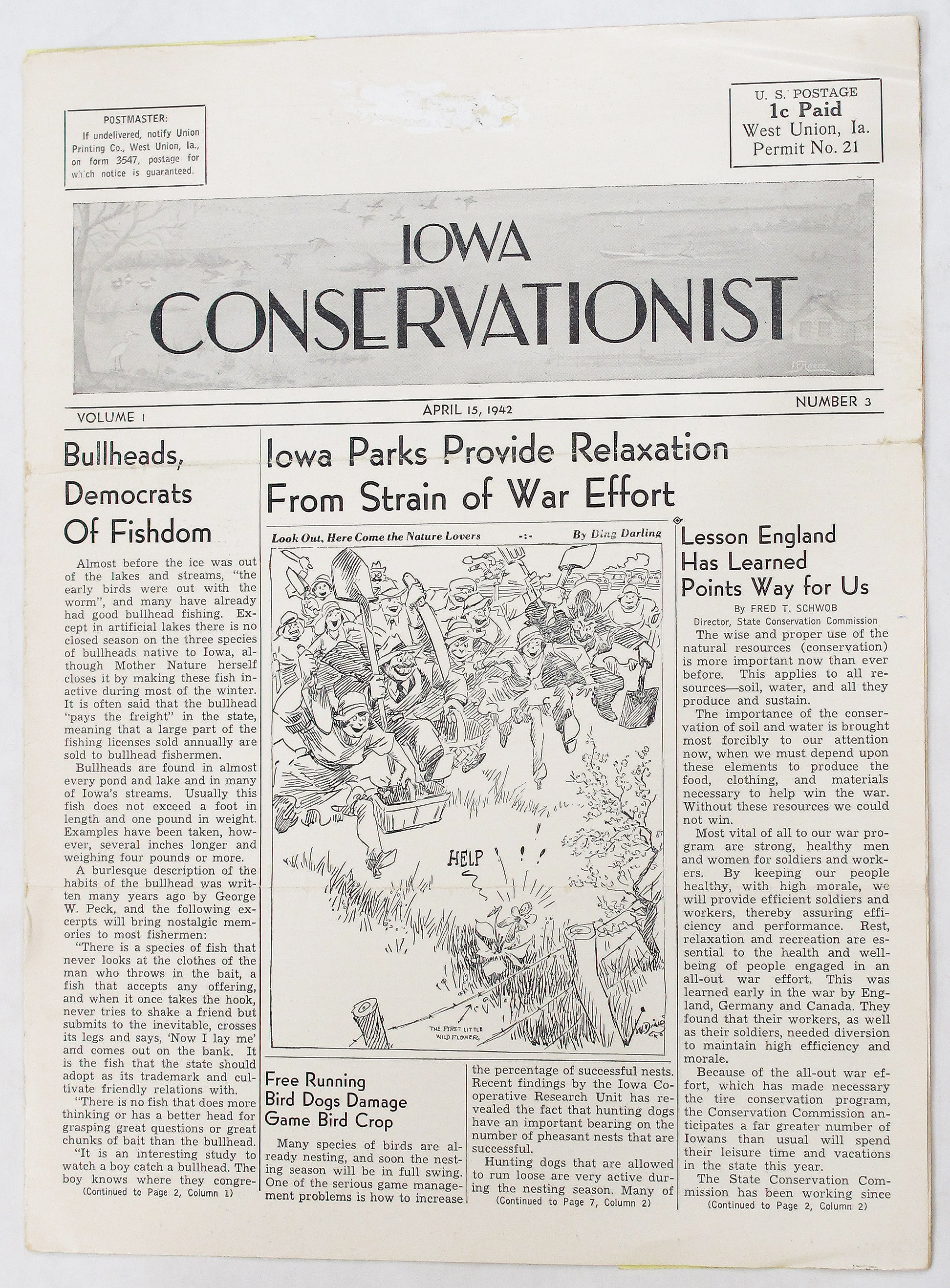 April 15, 1942 edition of the Iowa Conservationist (now Iowa Outdoors magazine) | Iowa DNR